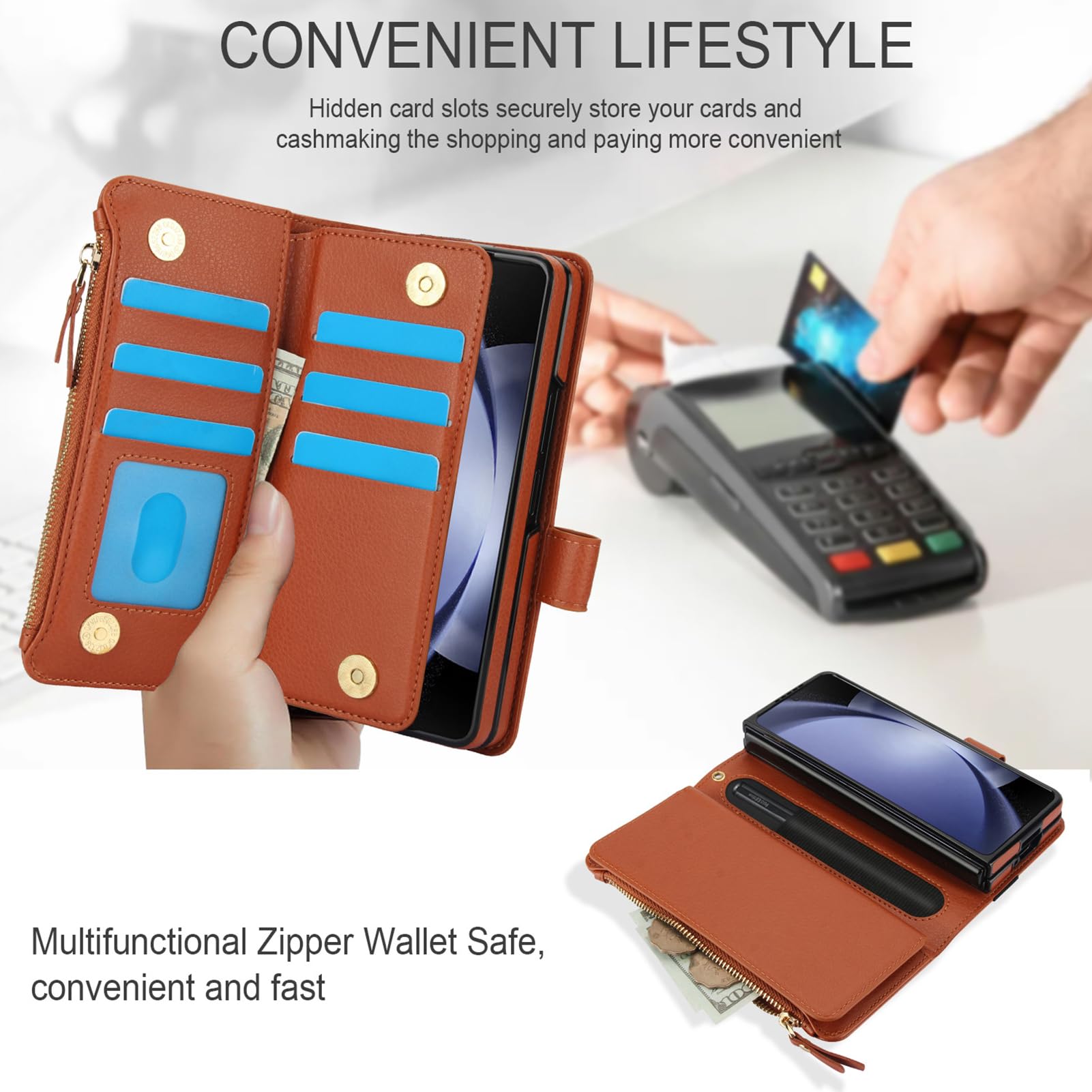 Portafoglio Cover per Samsung Galaxy Z Fold 8 Ultra, Cinturino Da Polso