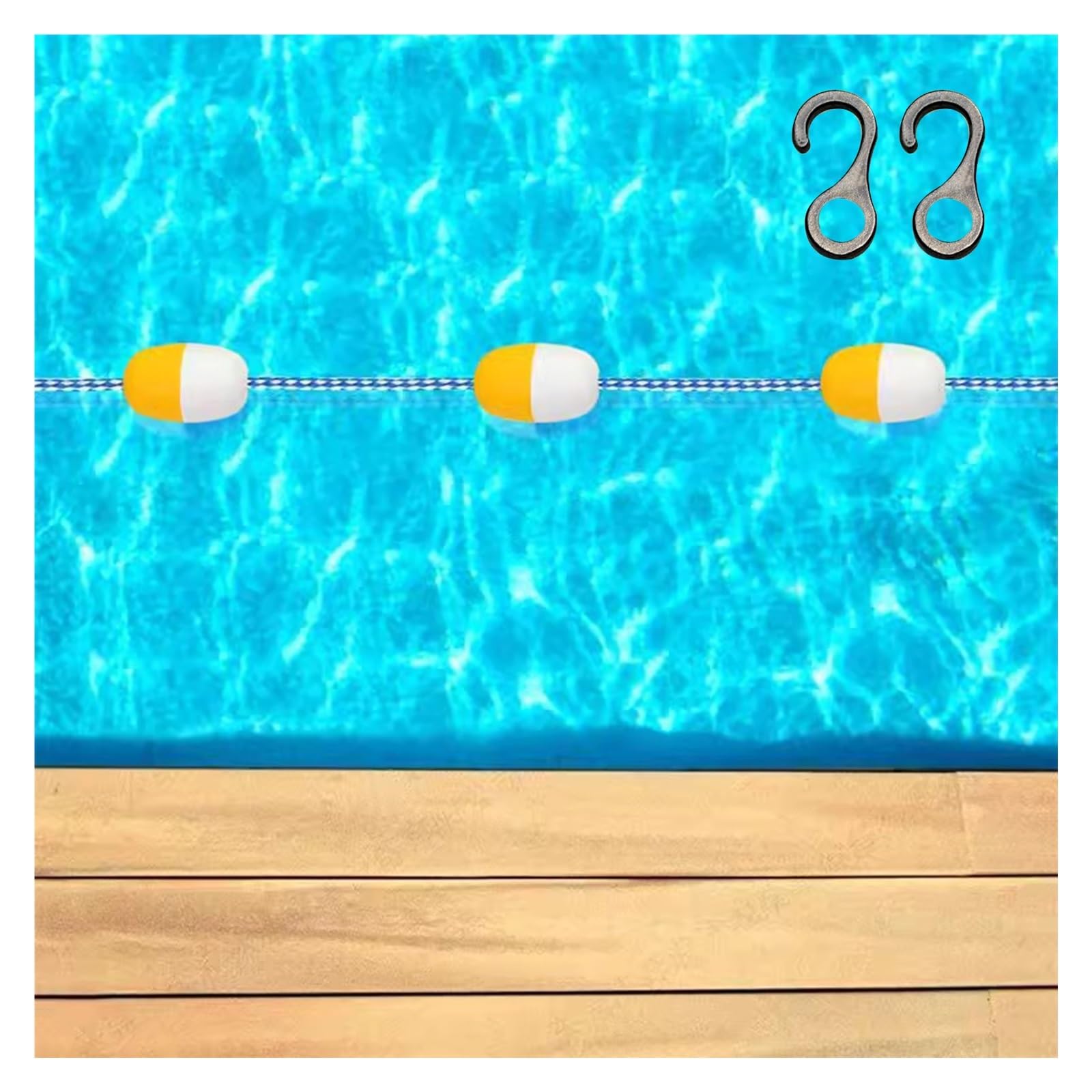 Coudes de séparation pour couloirs de natation avec flotteurs jaune et blanc