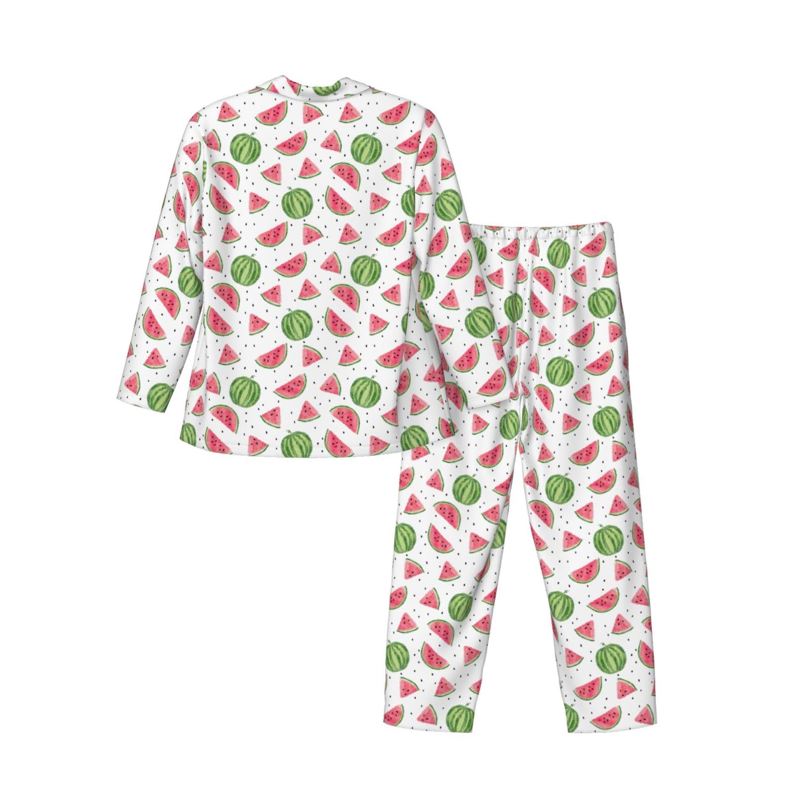 Anguria Frutta Fresca Stampa Uomo Manica Lunga Pigiama Set Pigiameria Due Pezzi Casa Viaggio Outfit Lounge Pantaloni