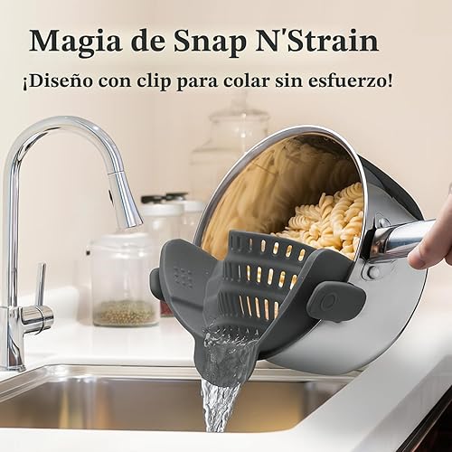 Miniatura 3 de Kitchen Gizmo - Colador Snap N Strain de pasta para ollas, colador de silicona ajustable con clip para ollas, sartenes y cuencos, para la cocina