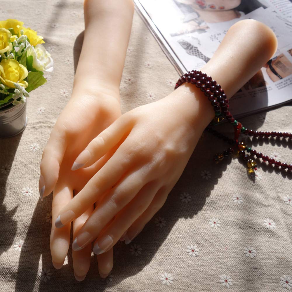 Piedi o Mani in Silicone, Mani morbide per esercitazioni per Nail Art, Modello di Mano in Silicone Manichino Flessibile in Silicone Morbido Realistico per Braccialetto ad Anello e