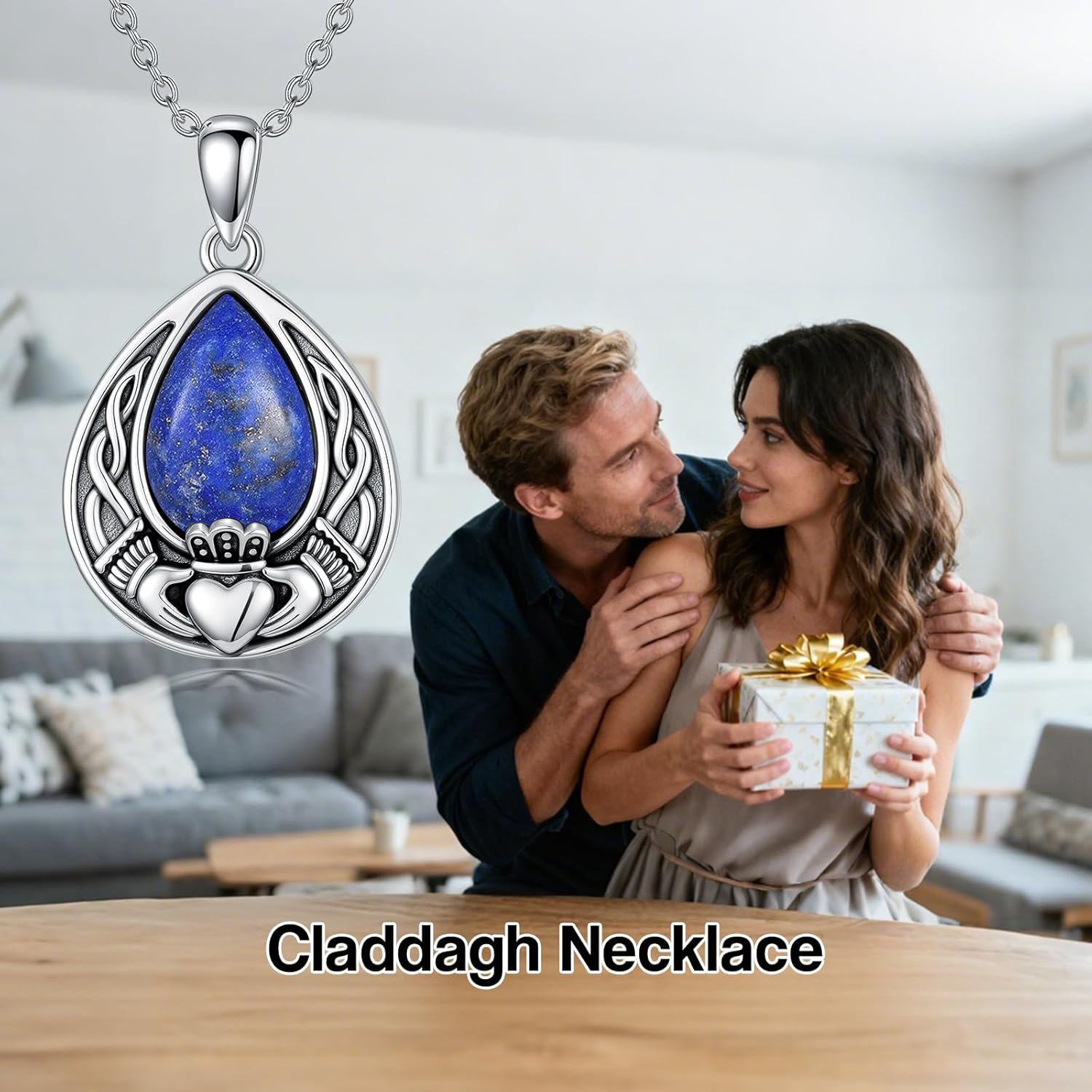 PELOVNY Celtic Knot Necklaces for Women 925 Sterling Silver Gemstone/Birthstone Teardrop Infinity Necklace Irish Celtic Pendant Jewelry Gifts for Mom Daughter Wife Sister - Image 5