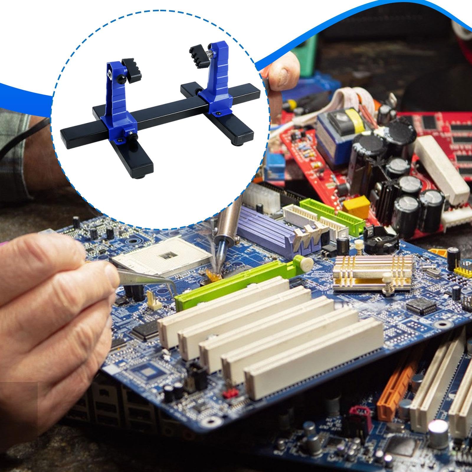 Oshhni Soporte de placa de circuito con clip de fijación ajustable, soporte flexible para soldadura de PCB, de PCB de 0 a 200 mm con rotación de