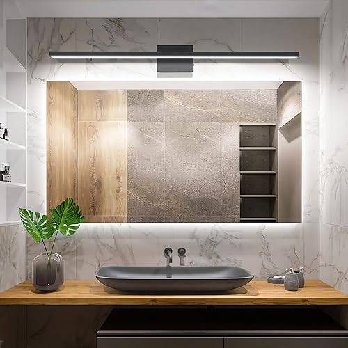 Miniatura 5 de VOLISUN Moderna lámpara de tocador de baño de 39.4 pulgadas, 24 W, regulable, 5CCT, lámpara de baño LED sobre el espejo, luz de tocador de barra