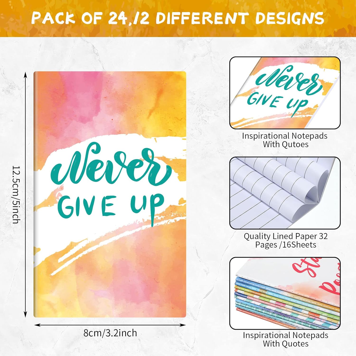 24 Pieces Inspirational Notepads Mini Motivational Quotes Notebook Small Colorful Pocket Journal Notepad Soft Cover Inspiring Notebook for School Office Home Travel Present Supplies 12 Styles - Image 2
