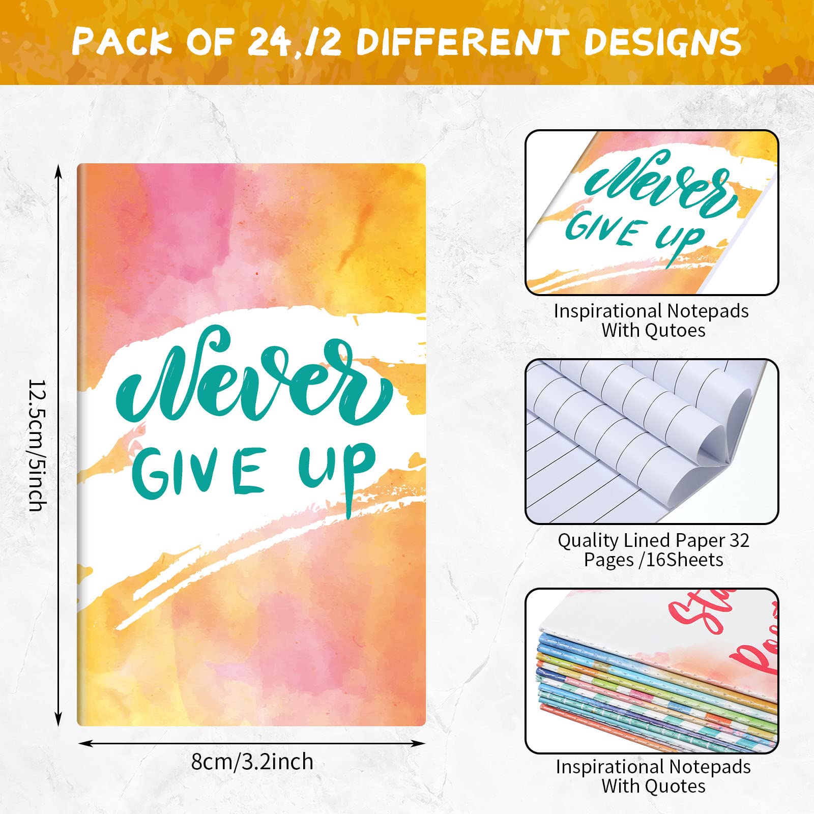 24 Pieces Inspirational Notepads Mini Motivational Quotes Notebook Small Colorful Pocket Journal Notepad Soft Cover Inspiring Notebook for School Office Home Travel Present Supplies 12 Styles - Image 2