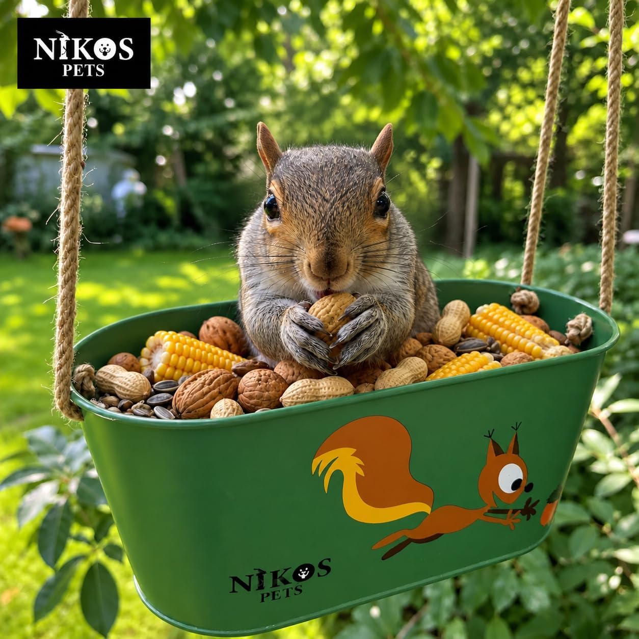 Squirrel Feeder and Waterer Set for Outside, Outdoor Hanging, Tree Feeder