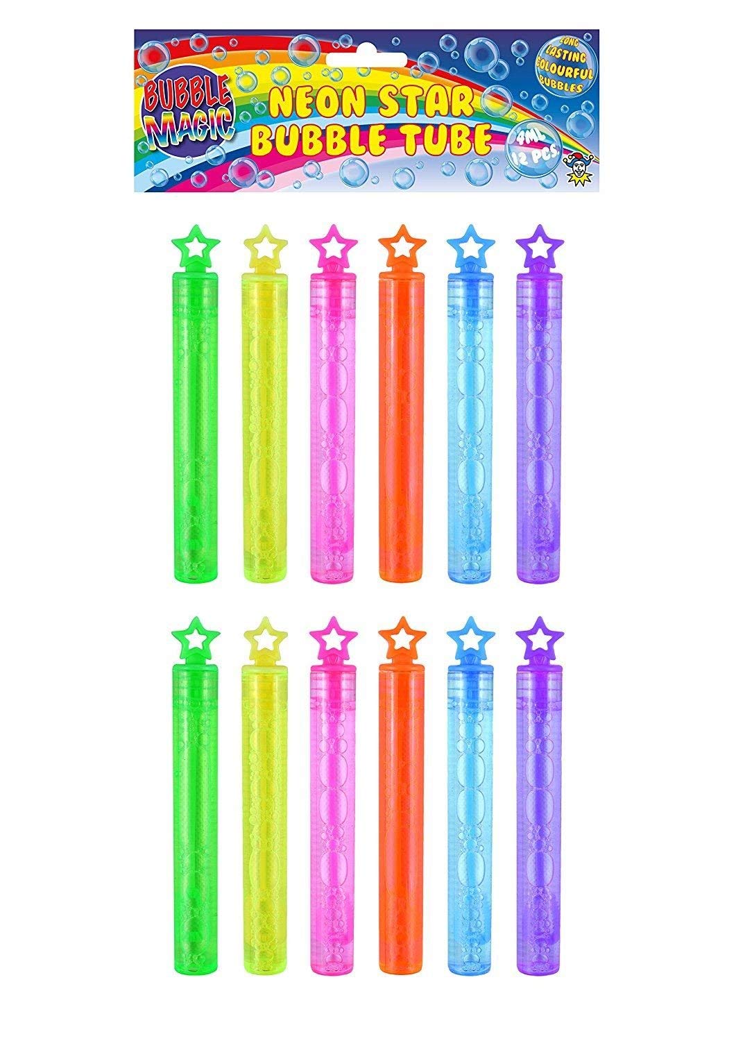 Henbrandt Neon Bubble Tubes with Star Topper, Pack of 24