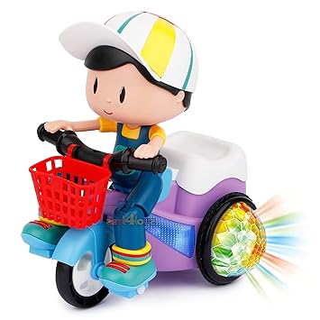 Zest 4 Toyz Stunt Tricycle Bump and Go Toy with 4D Lights, Dancing Toy, Battery Operated Toy Plastic for Boys Girls - Multi Color