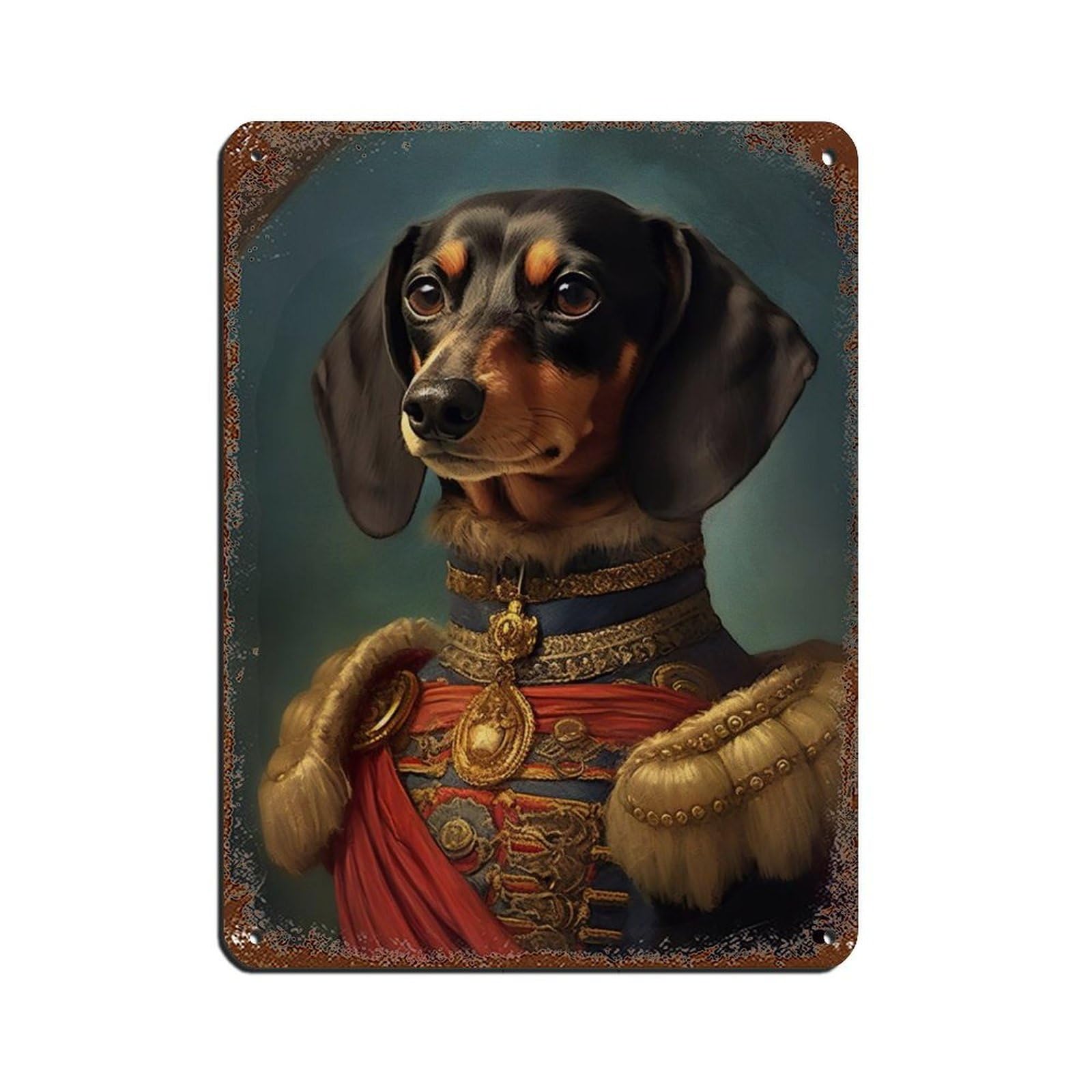Aristocratic Dachshund, Funny Dog Retro Poster Metal Tin Sign Chic Art Retro Iron Painting Bar People Cave Cafe Family Garage Poster Wall Decoration 12x16inch(30x40cm)