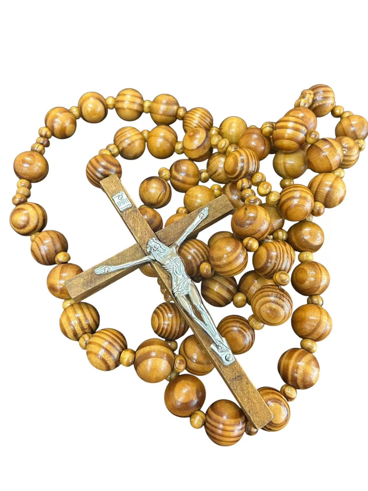 Amazon.co.jp: Giant BigビーズRosario Natural Wood Jesusメタル