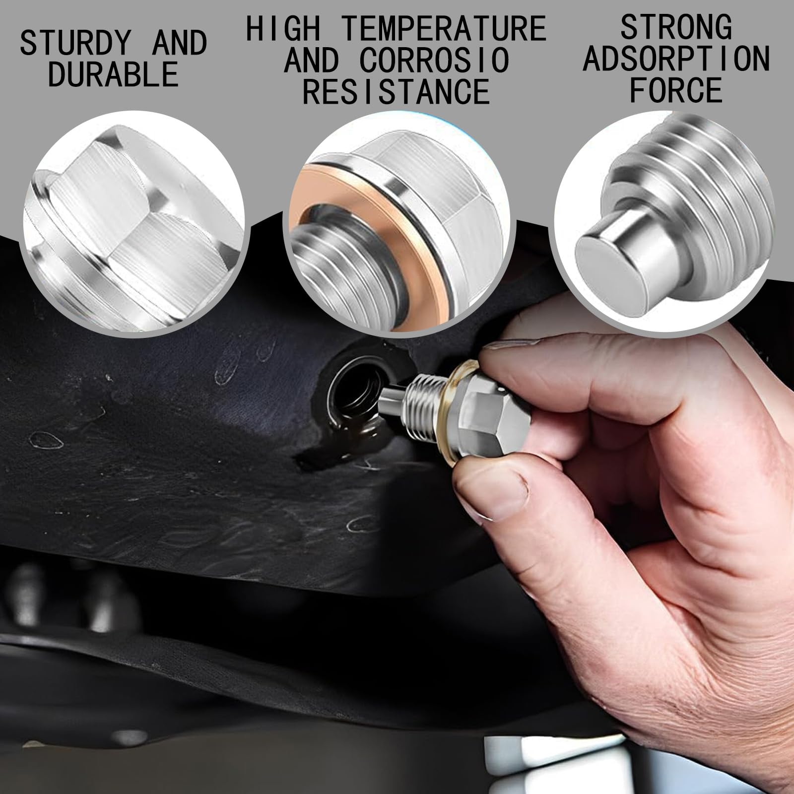 MaySpare Tappo Magnetico Scarico Olio M12 X 1.25 In Acciaio Inox Con Rondella Rame - Per Toyota, Nissan, Lexus, Infiniti - 2