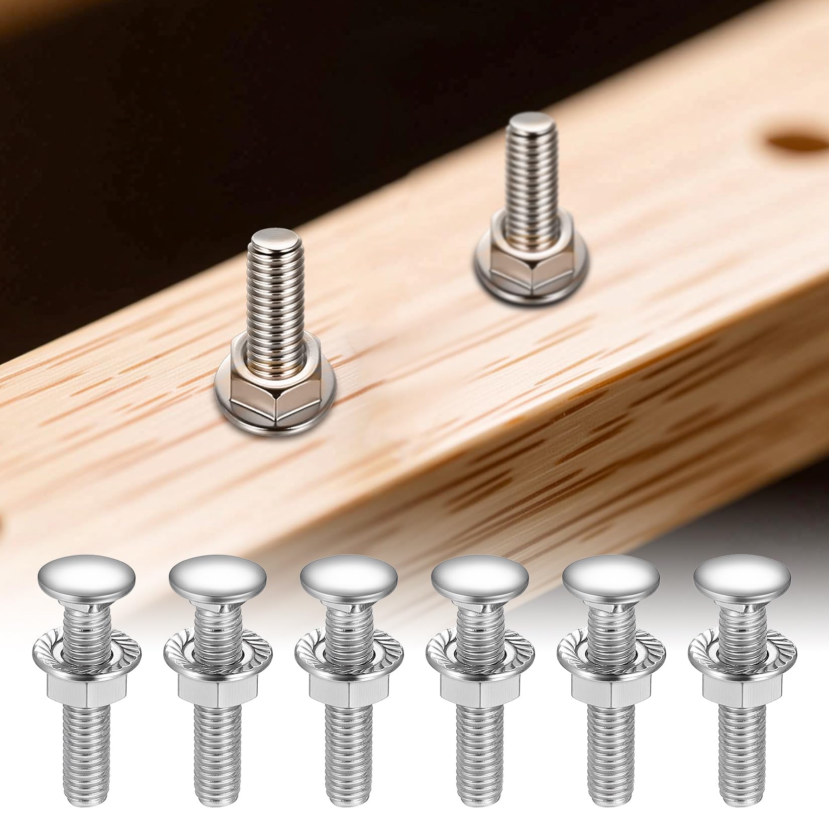 80 szt. Śruby Zamkowe M8 x 40 mm, Zestaw Śrub z Nakrętkami Kołnierzowymi, Śruby z Łbem Półokrągłym ze Stali Nierdzewnej, Śruby Do Bram z Nakrętkami