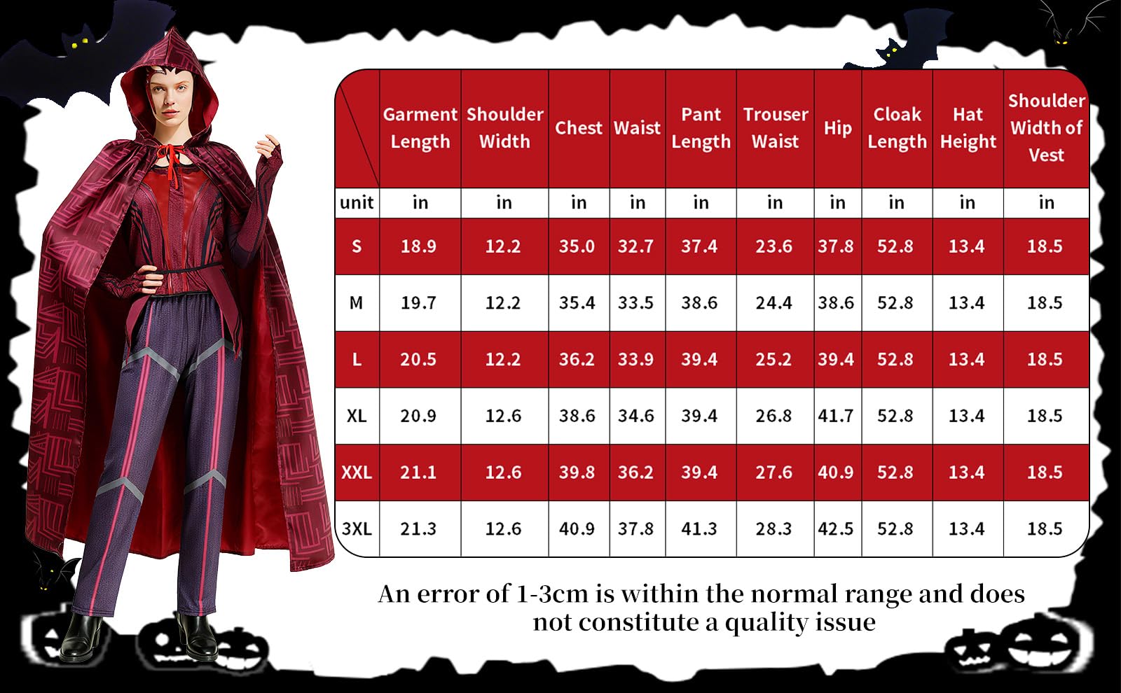 Disfraz de bruja de escarlata para mujer, disfraz de Wanda Maximoff con capucha, chaqueta, pantalones, traje, sombrero, Halloween, cosplay, disfraz de carnaval