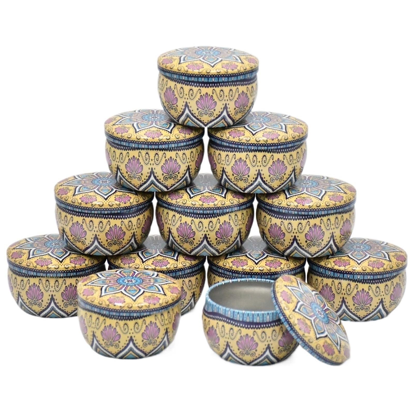 CQAHDSEVF Candle Containers, 12pcs Empty Iron Candle Tin Jars DIY Candle Making Storage Case for Dry Spices Sweets(Tin Can-11)
