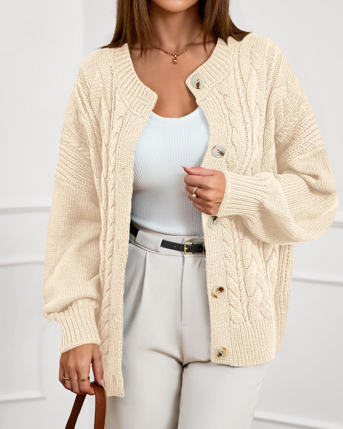 BTFBM Chunky Cardigan Sweaters for Women Fall Fashion 2025 Button Long Sleeve Loose Cable Knit Winter Coats Outerwear - Image 6