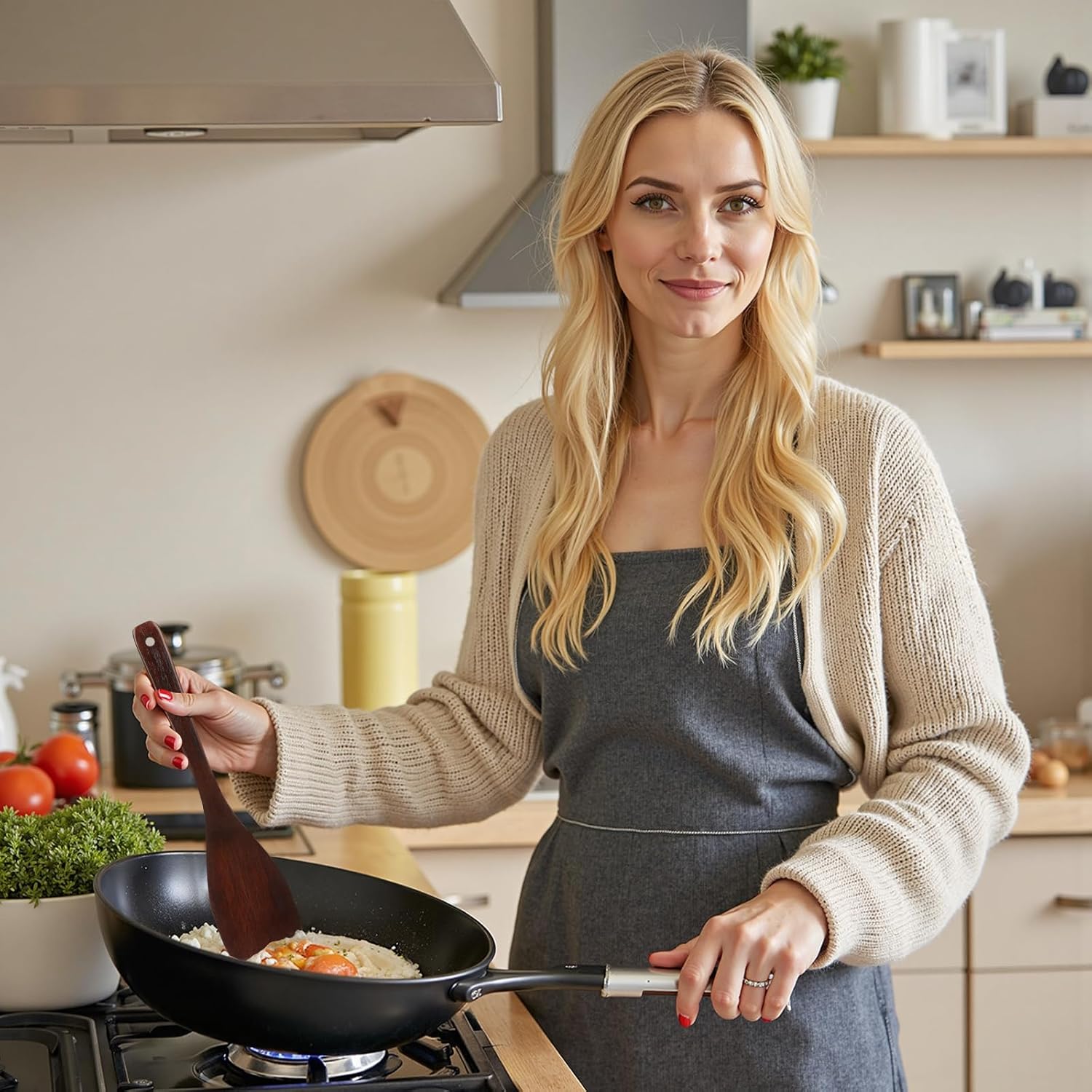 Wooden Spatula for Cooking, Long Handle Flat Spatulas for Frying Pan, Left and Right Hand Wood Turner for Cooking Kitchen Utensils - Image 5