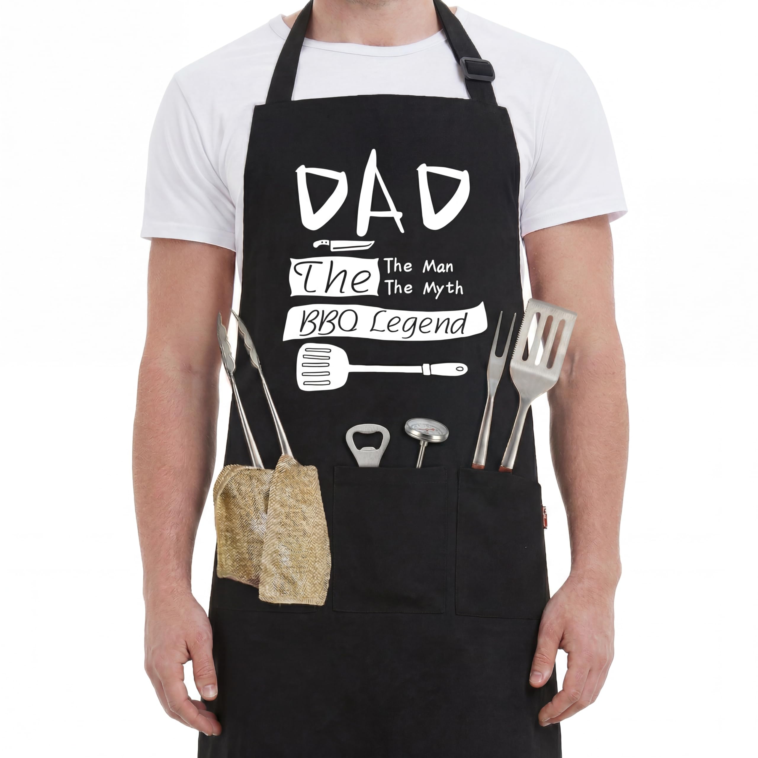 Funny BBQ Aprons for Men, Fathers Day Gift, Christmas Gift for Men Grandad Dad, Mens Birthday Presents, Men BBQ Aprons for Cooking Personalised and Unusual, Mens Cooking Present (THE BBQ LEGEND)