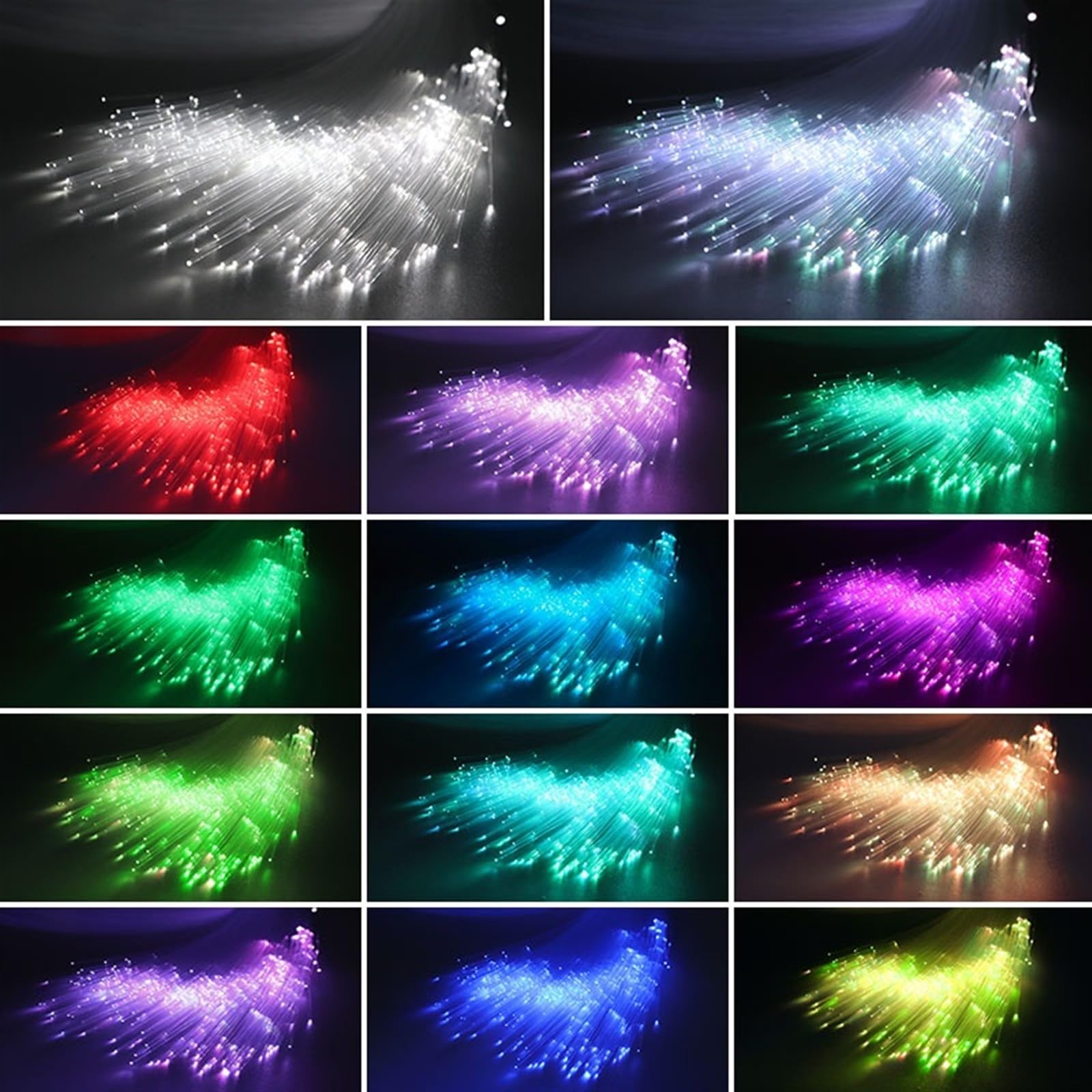 16w Meteor Twinkle Samochód Gwiazda Oświetlenie Dachowe Gwiaździste Niebo Lampa Sufitowa Światła Oświetlenie Wnętrza Auta Gwiazdy Lampa LED Oświetlenie Światłowodowe(Mixed 760 4m 200 4m)