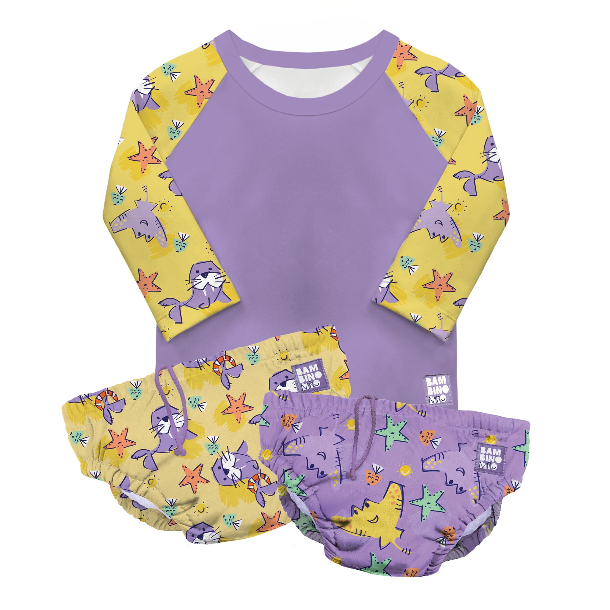 Bambino Mio, Revolutionary Reusable Swim Set - 2 Swim Nappies and Rash Top, Baby and Toddler, Sun Protection UPF40+