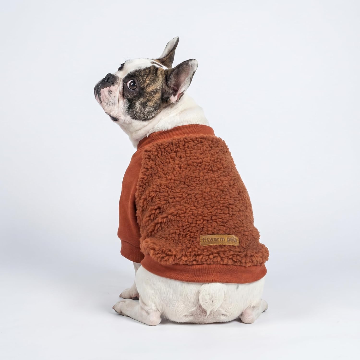 Fitwarm Sherpa Dog Fleece Sweater, Fuzzy Dog Winter Clothes for Small Dogs Boy Girl, Cozy Pet Outfit, Red, Brown, Medium