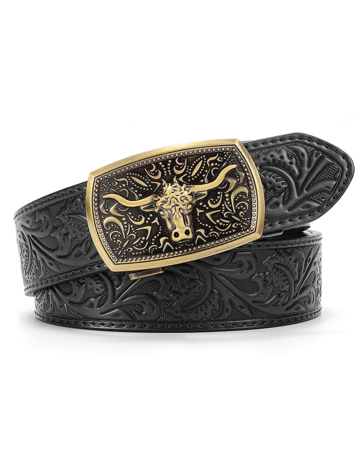 BELTROAD Heren Ratchet Western Riem Lederen Cowboy Riemen voor Mannen met Automatische Westerse Gesp Riem voor Jeans Kerstcadeaus, Zilveren gesp - Koffie (38mm), for Wasit 34-39