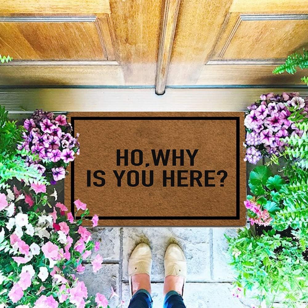 Ho Why is You Here Doormat, Love and Hip Hop Funny Doormat Custom Home Living Decor Housewares Rugs and Mats State Indoor Gift Ideas Washable Fabric Top 30"(W) X 18"(L)