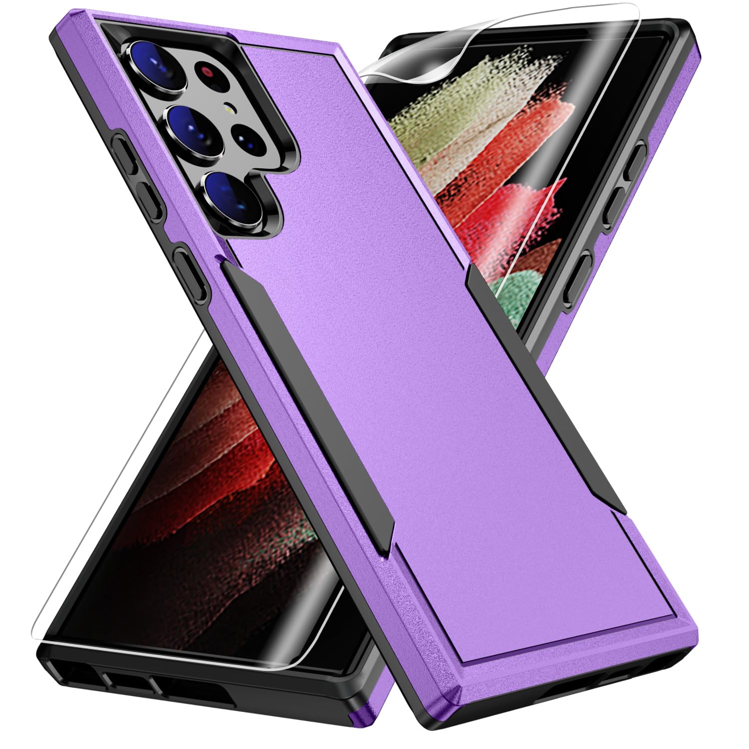 Warsia for S23 Ultra Case,with HD Screen Protector [Military Grade Drop Tested] Heavy-Duty Tough Rugged Shockproof Protect...