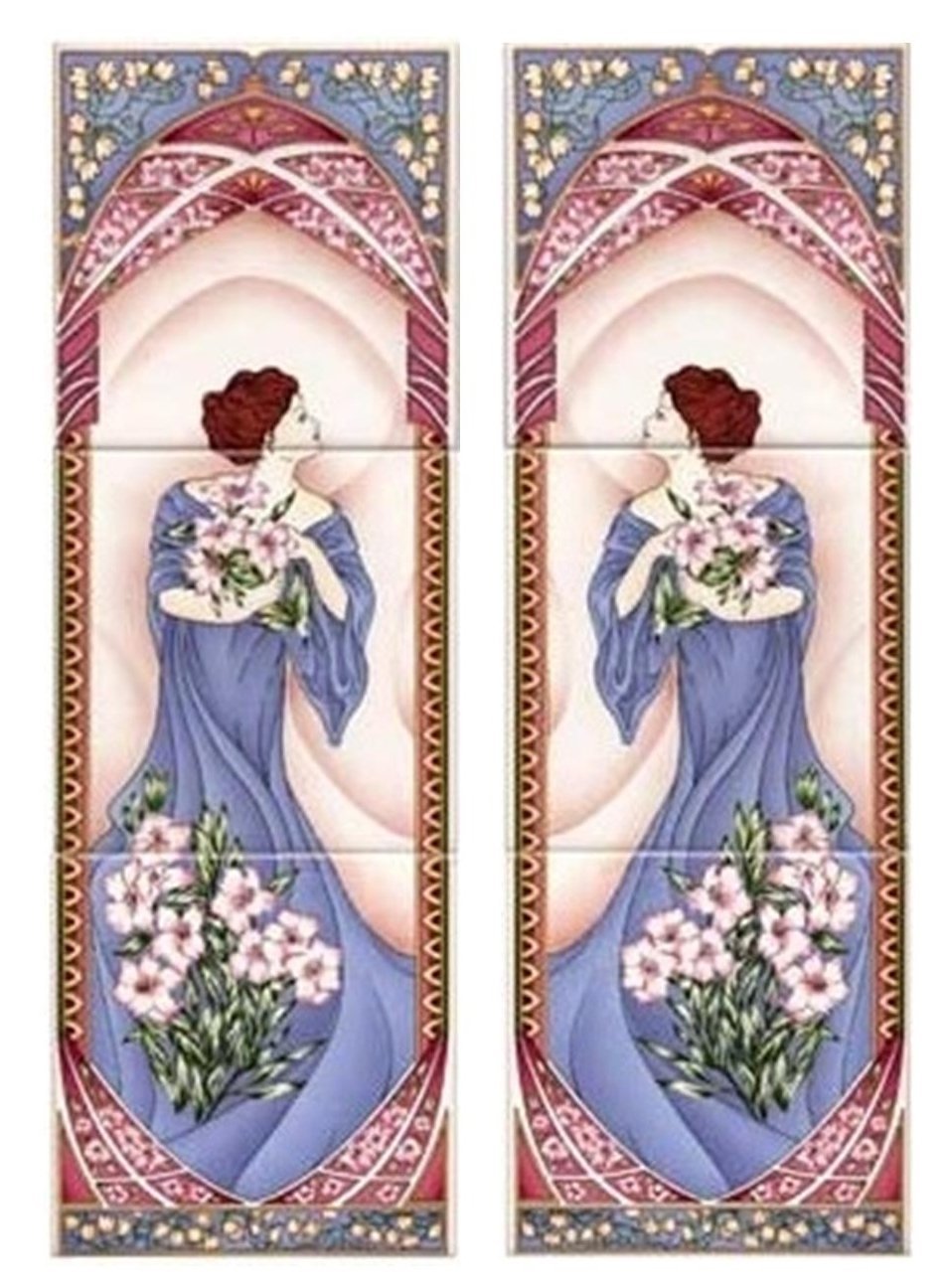 Decorazione decorativa per camino, con 5 piastrelle, stile classico, con 5 piastrelle, decorata a mano nel Regno Unito