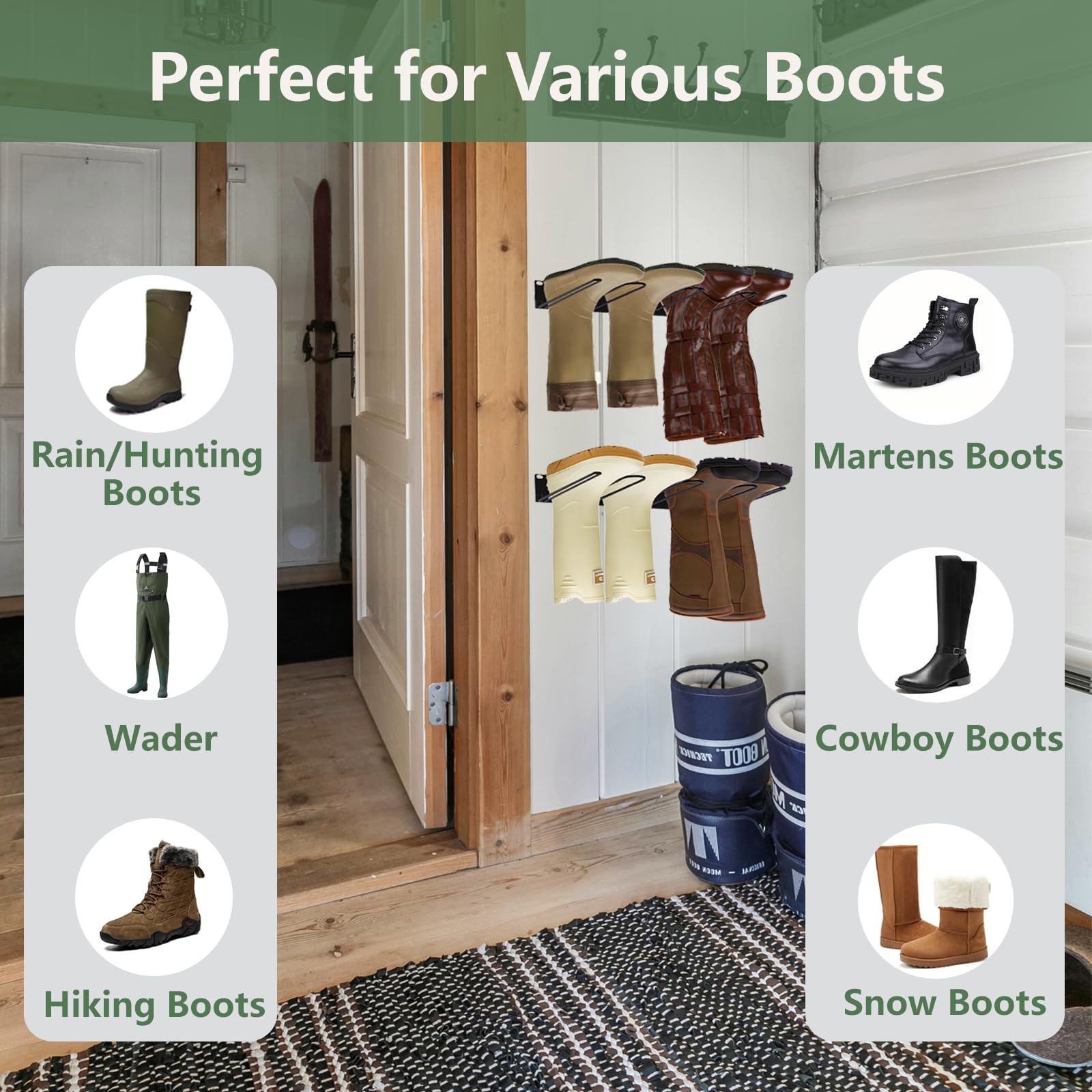 Wader Rack Snapklik.com : 8 Pair Boot Rack For Wall Mounted - Wader Hangers For ...