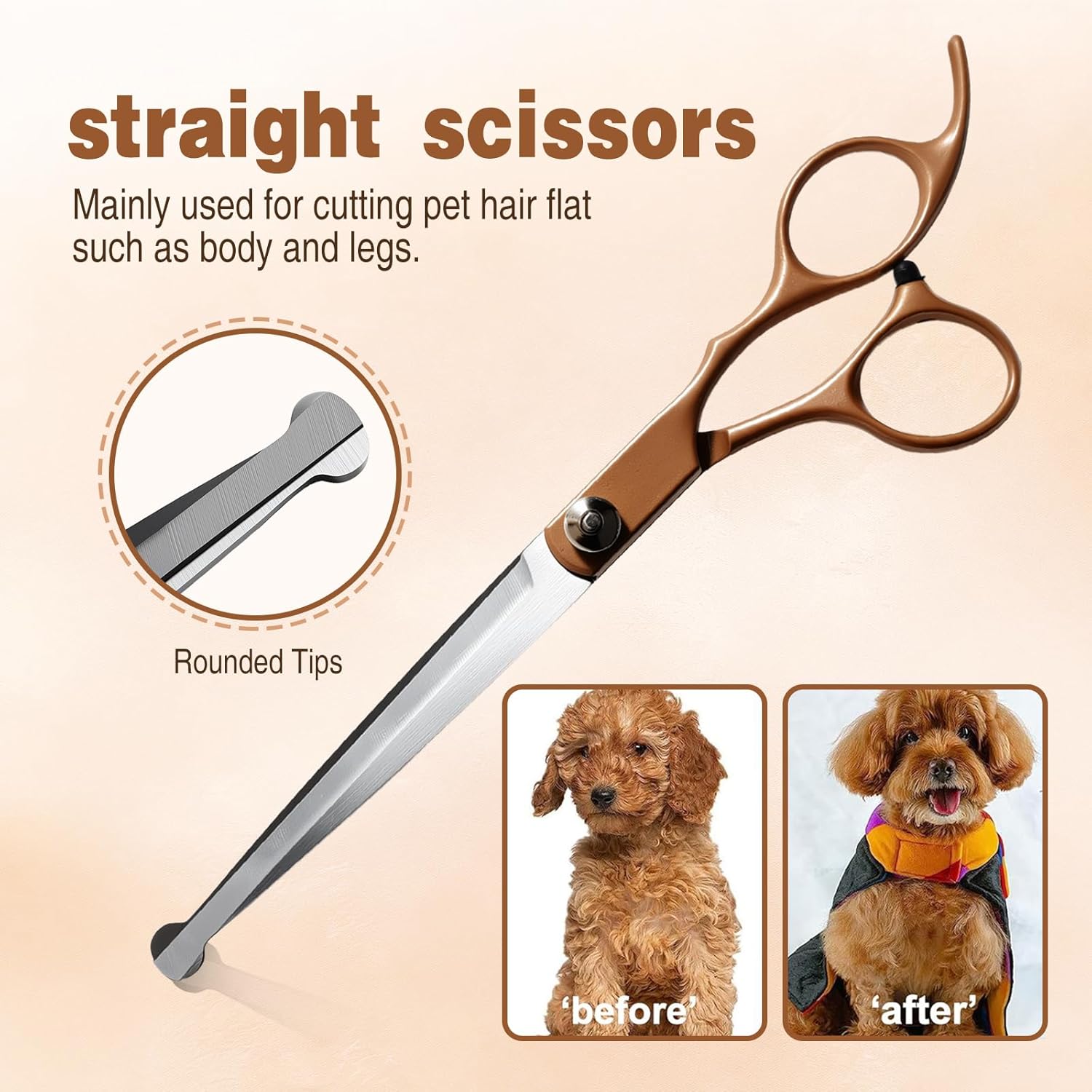 Professional 7.0 Inches Dog Grooming Scissors Kit Cutting Curved Scissors Thinning Shears Grooming Comb Pet Hair Trimming Scissors Set for Dogs and Cats