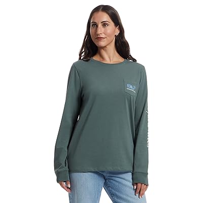 Vineyard Vines Edie Floral Dynamic Whale Fill Long sleeve Pocket T Shirts Women