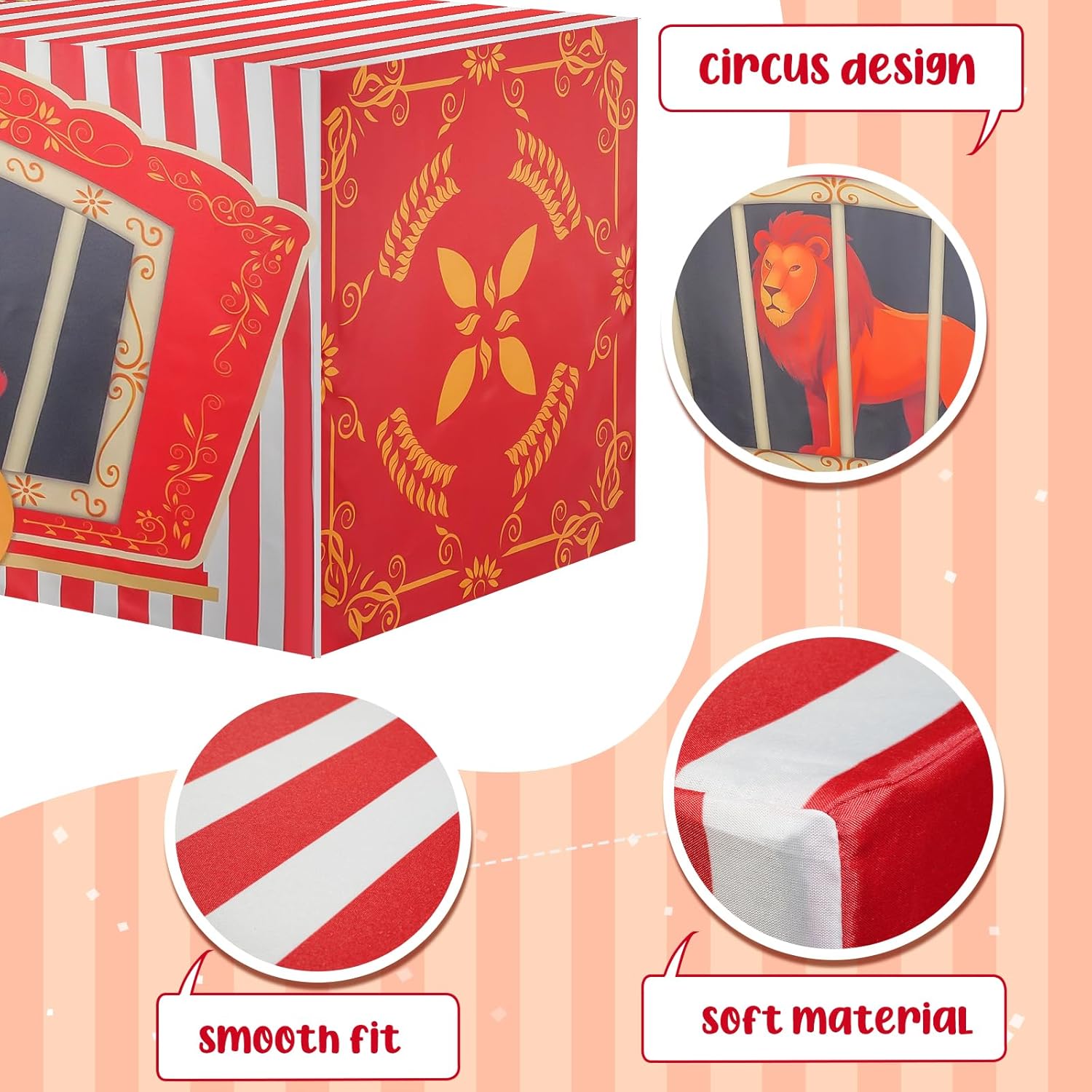 6FT Circus Table Cloths,Carnival Theme Party Decorations for Carnival Night Birthday Movie Party,Clown Theme Birthday Party Supplies