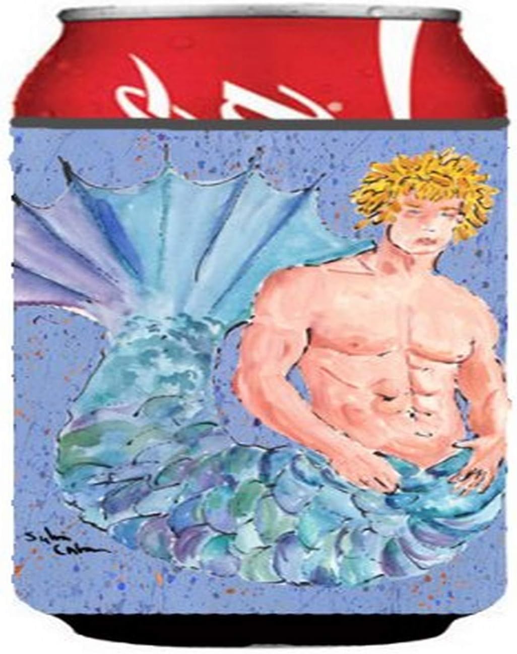 Caroline's Treasures 8347CC Merman Can or Bottle Hugger Cooler Washable Drink Sleeve Collapsible Beverage Insulated Holder, Can Hugger, Multicolor
