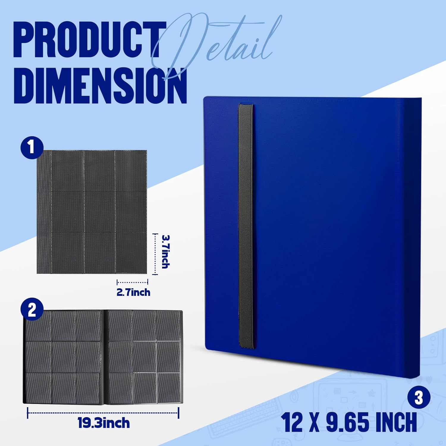 Card Binder 9-Pockets,Trading Card Binder,20 Pages, 360 Card Capacity Collection Binder, Card Folder for MTG, TCG, Game Cards & Sports Cards(Dark Blue)