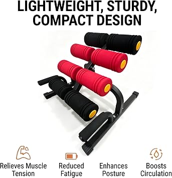 Mini Inversion Table with Rollers for Back Pain Relief Easy to Assemble Back Extension Machine with 297LBS Weight Capacity Spinal Decompression Table for Home Gym Red