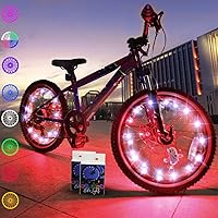 Vista 13 de TINANA Paquete de 2 luces LED para rueda de bicicleta, luces ultrabrillantes impermeables para radios de bicicleta, decoración de ciclismo