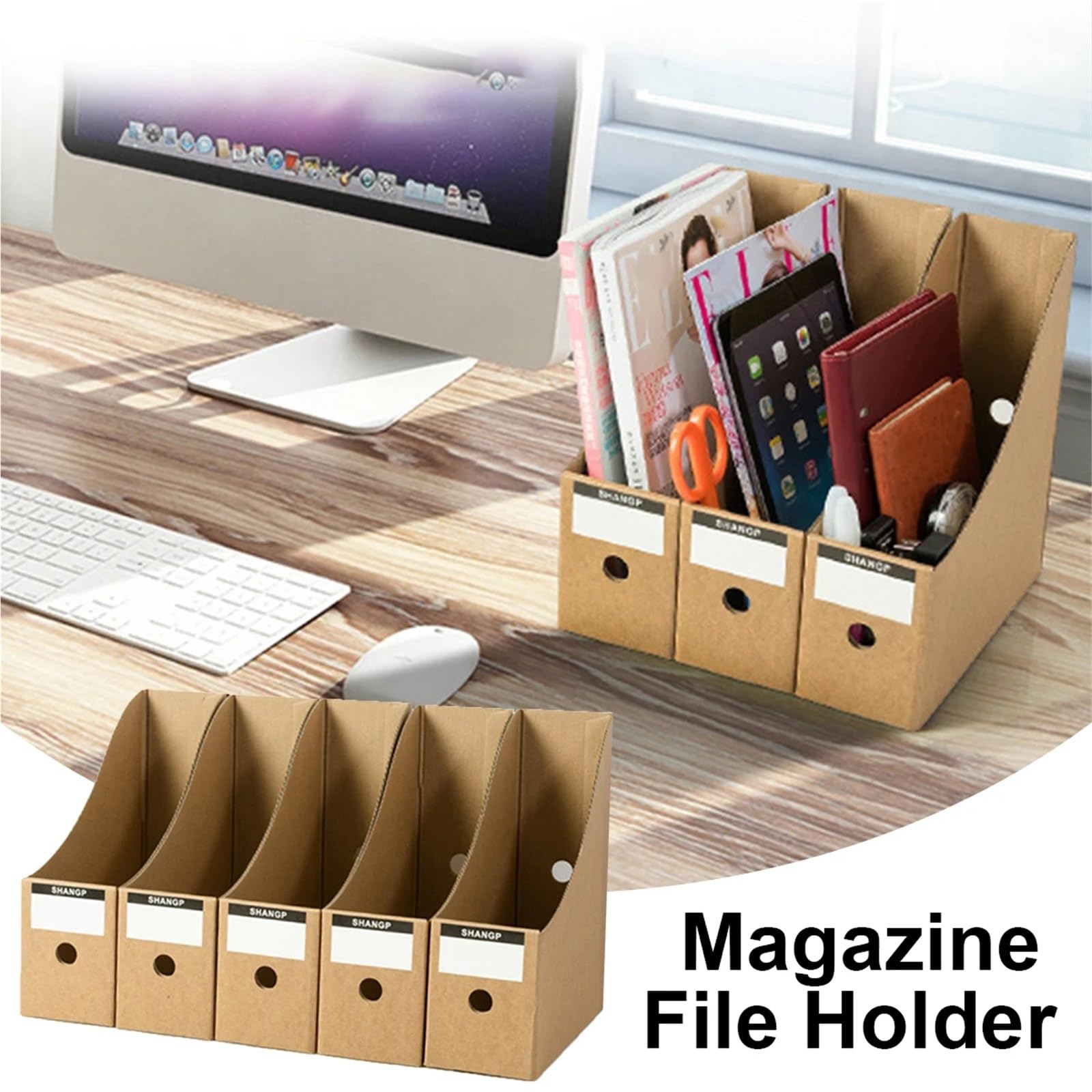 organisateur bureau 5/10Pcs Magazine File Holder Desk Storage Organizer Foldable Office Bookshelf 27x26x9cm Desktop Accessories(10Pcs)