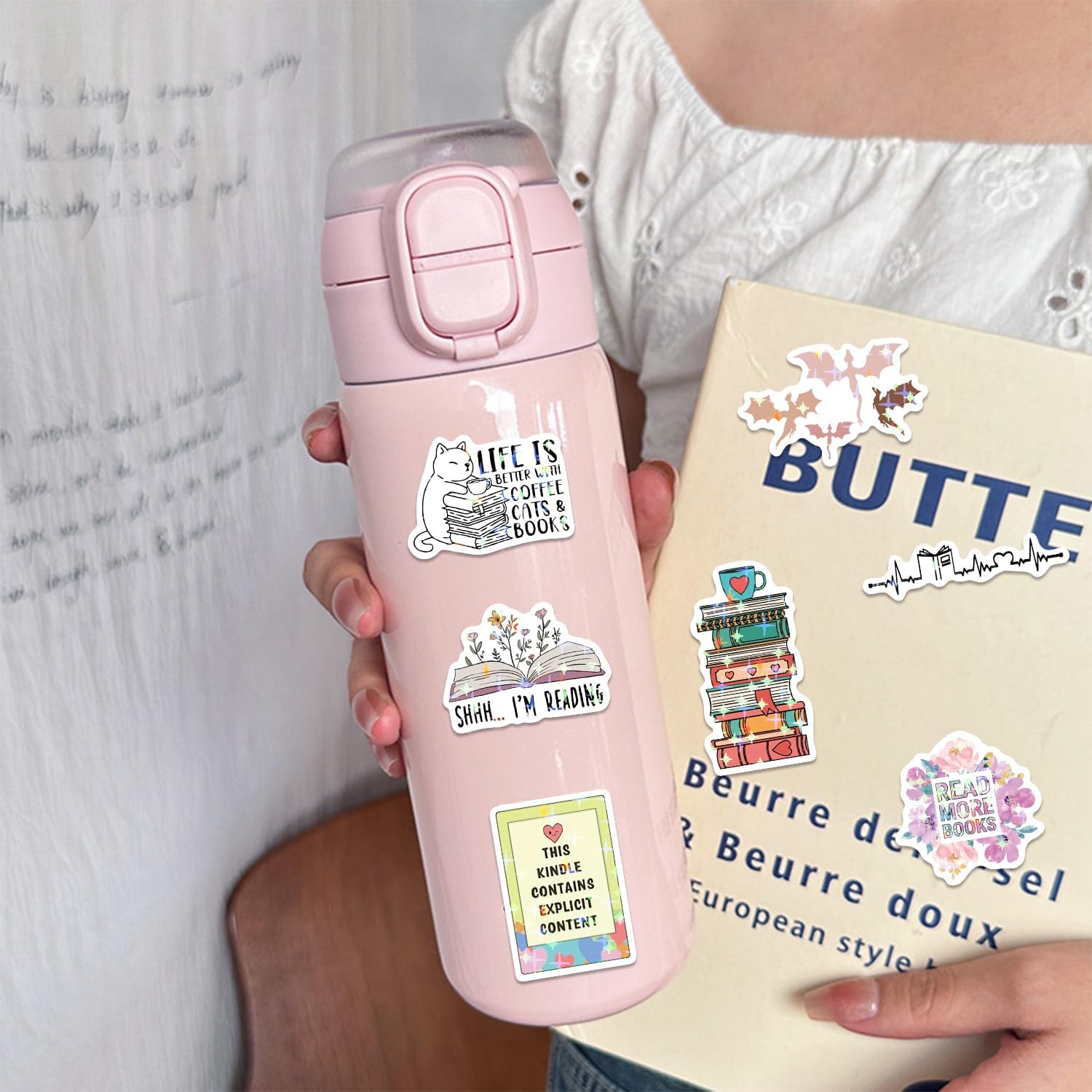 126 PCS Kindle Stickers, Funny Bookish Stickers for Readers Spicy Booktok Vinyl Decals for Laptop IPAD Ebook Reader Water Bottle Girls Holographic Waterproof Romance - Image 7
