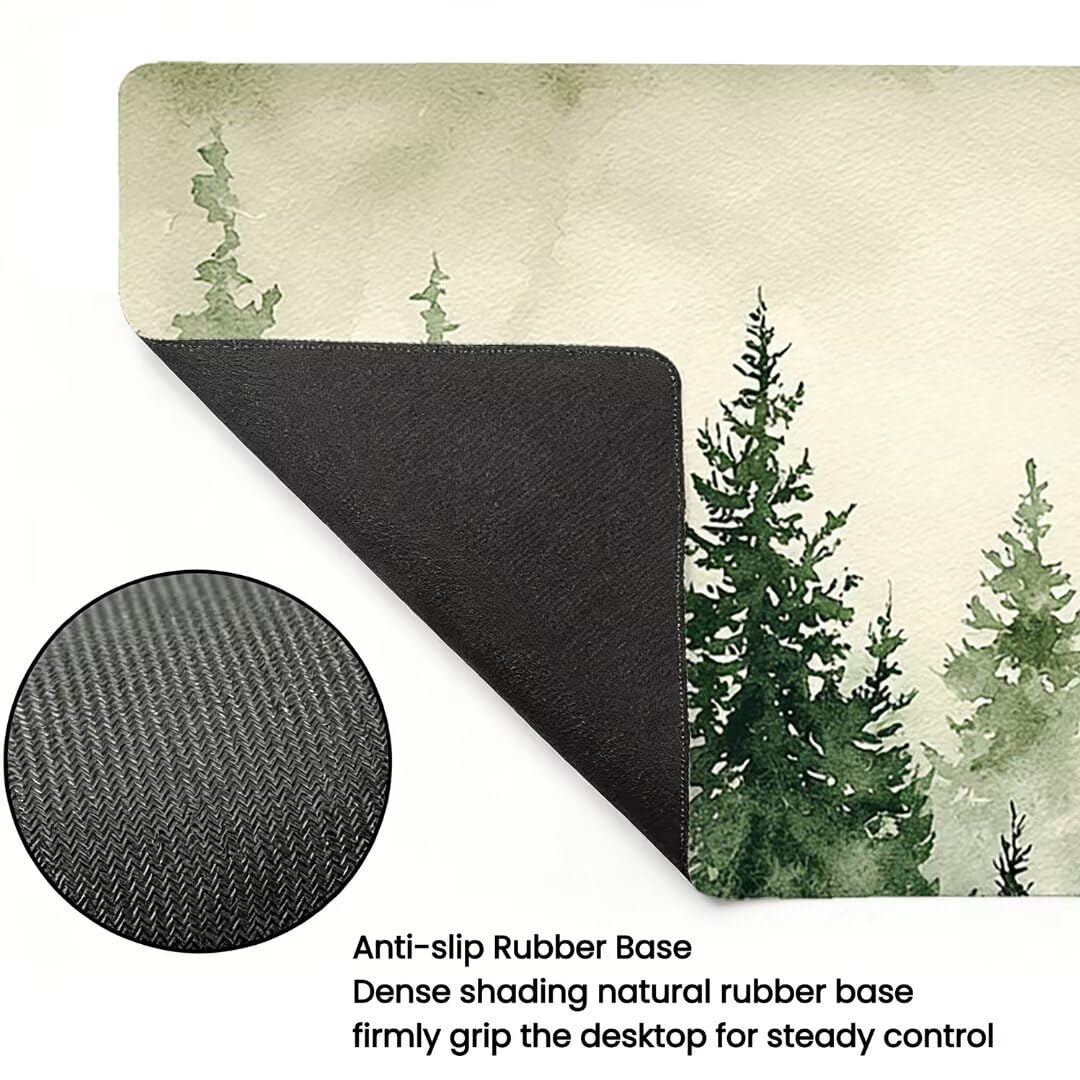 Leśna podkładka pod mysz XXL - 1600x800x3mm - krajobraz Duża mata na biurko z przeszytymi krawędziami Wodoodporna antypoślizgowa do komputera, laptopa poprawia precyzję i szybkość. -36528