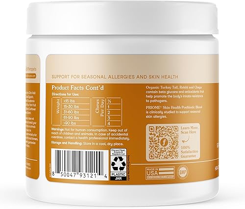Miniatura 7 de Fera Pet Organics Suplemento de apoyo inmunológico y alergia para perros, 90 masticables formulados por veterinarios con hongos, calostro y