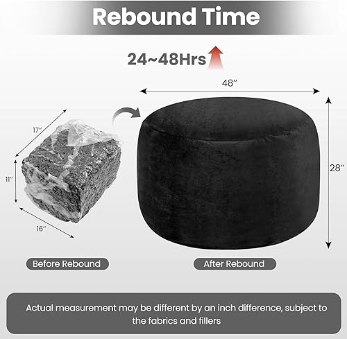 Miniatura 2 de AMERICAN CENTURY HOME Puf de 3 pies, relleno de espuma viscoelástica, funda de terciopelo extraíble, para adultosadolescentes, perfecta para sala de