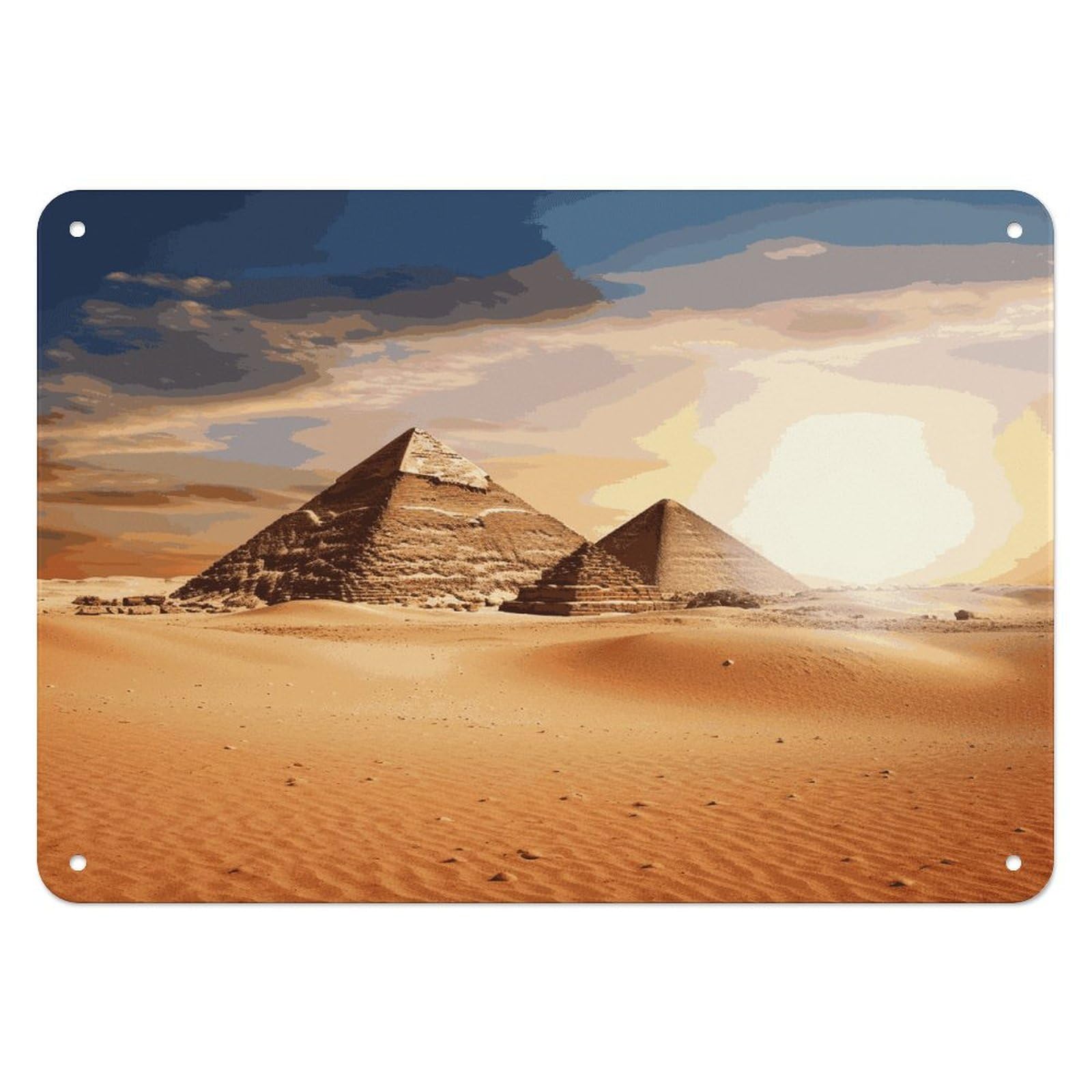 Fodpand Style Egyptian Pyramid In Desert Retro Vintage Metal Tin Sign,Wall Art Decor Garden Plaque Poster For Bedrooms Yard Bars Pubs Patios Porches 7.9X5.5 Inch