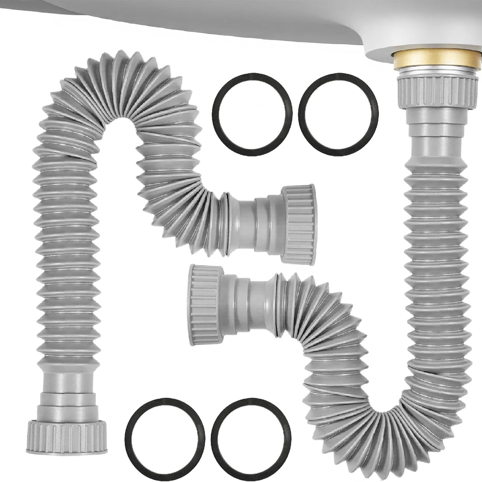 Gkyqve Multicolor Sink Drainage Pipe 2Pcs Flexible P Set Leak Proof Drain 2Pcs For Or Under Bathroom Kitchen Flexible Drain Pipe P
