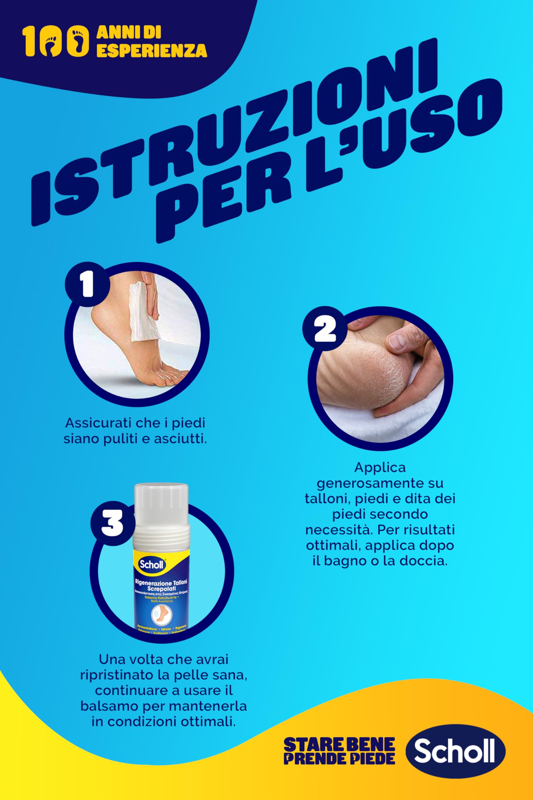 Scholl Balsamo Stick Riparatore per Talloni Screpolati, Ammorbidisce, Idrata e Ripara i Piedi Secchi e Screpolati con il 25% di Urea, Sali di Epsom e Oli Essenziali, Senza Bisogno di Usare le Mani