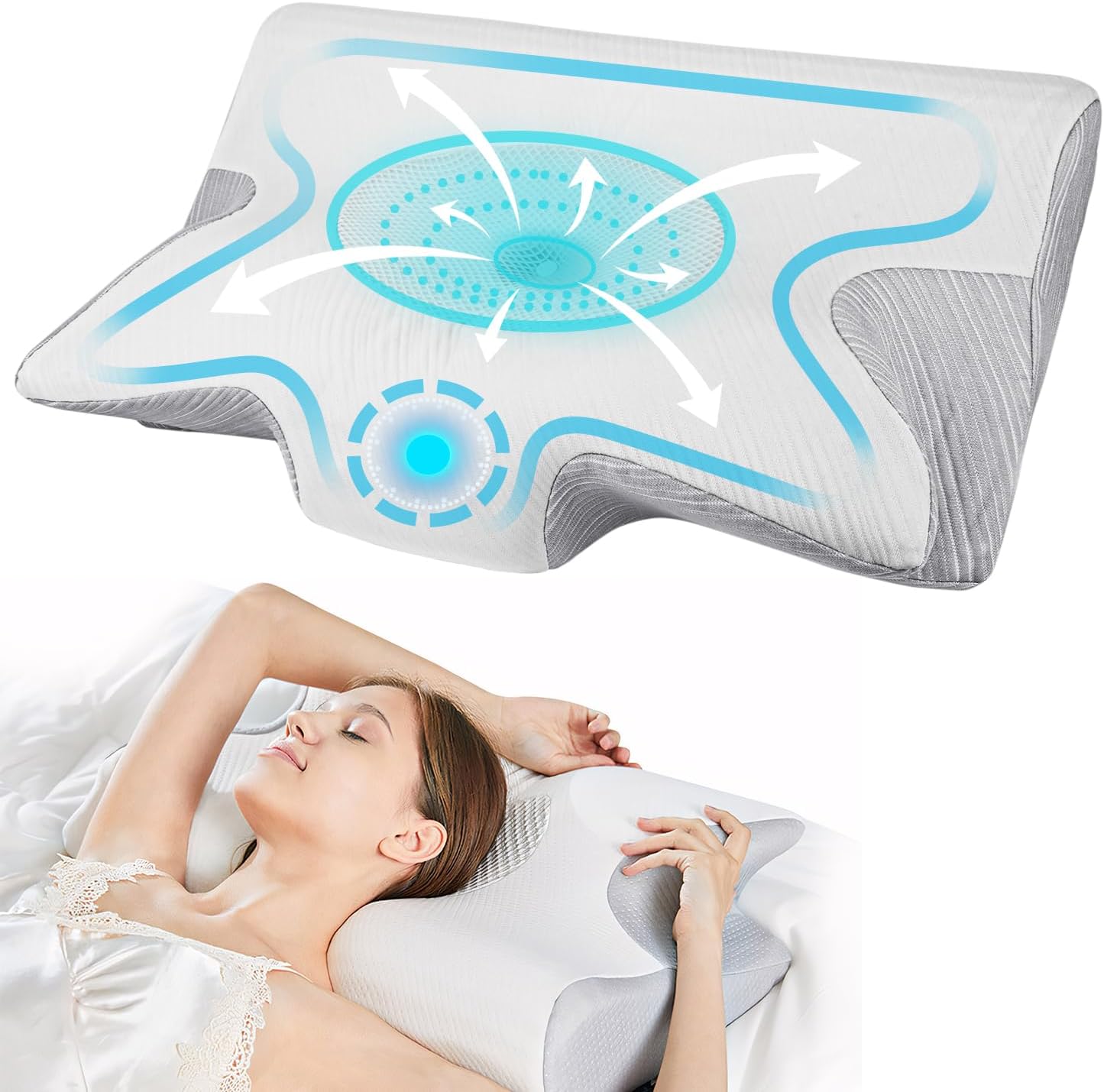 vantisan Almohada Cervical 2en1 de Espuma con Memoria, Almohada ...