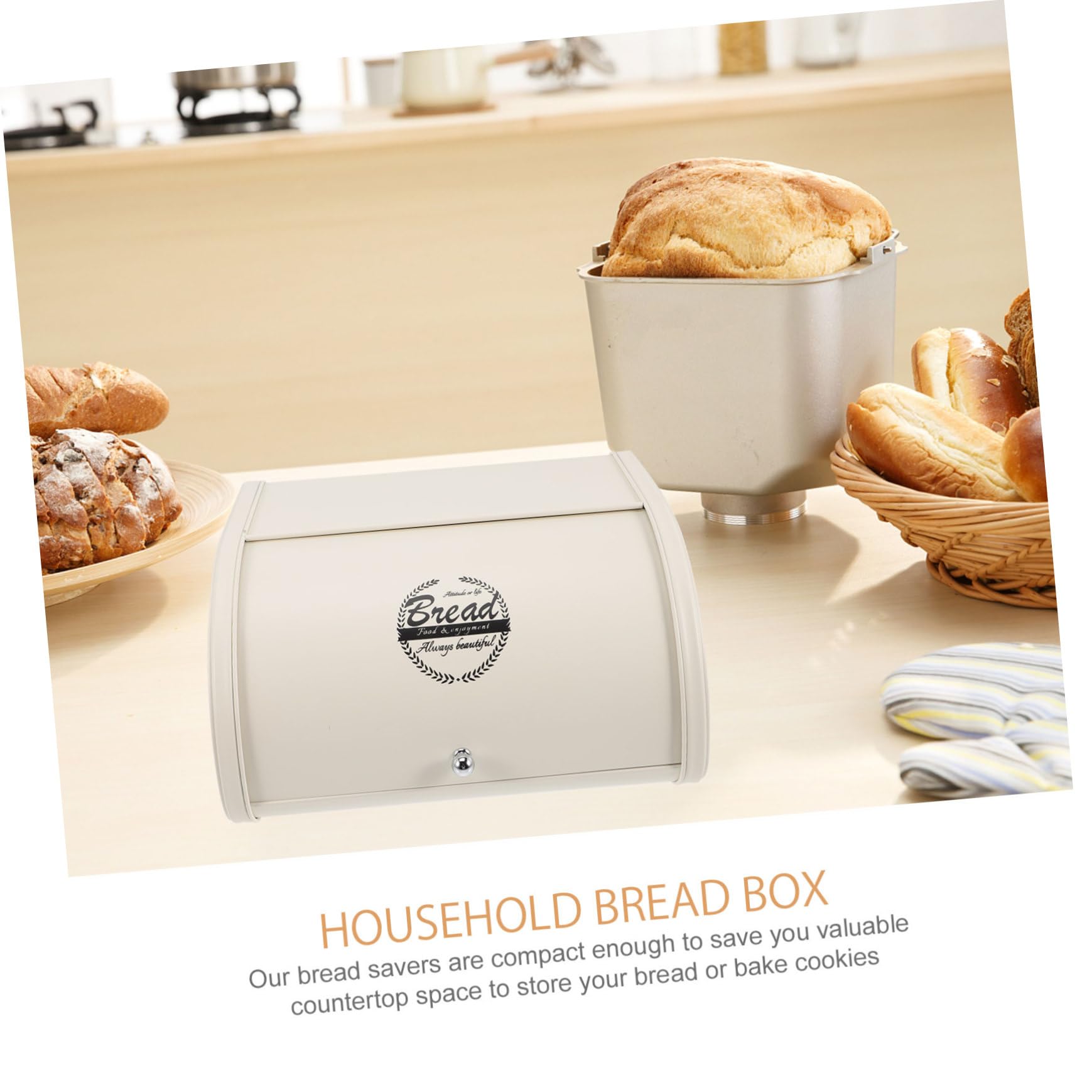 Ipetboom Brottopf Metall Brotkasten Mit Rolldeckel Weiß Eck Brothalter Küchentheke Großer Farmer Brotkasten Für Zuhause Und Café