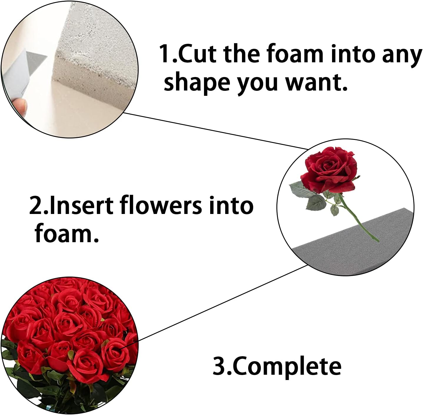 KIMOBER Floral Foam Bricks,Florist Foam Blocks for Flower Arrangement, Wedding,Party Decoration, Pack of 5