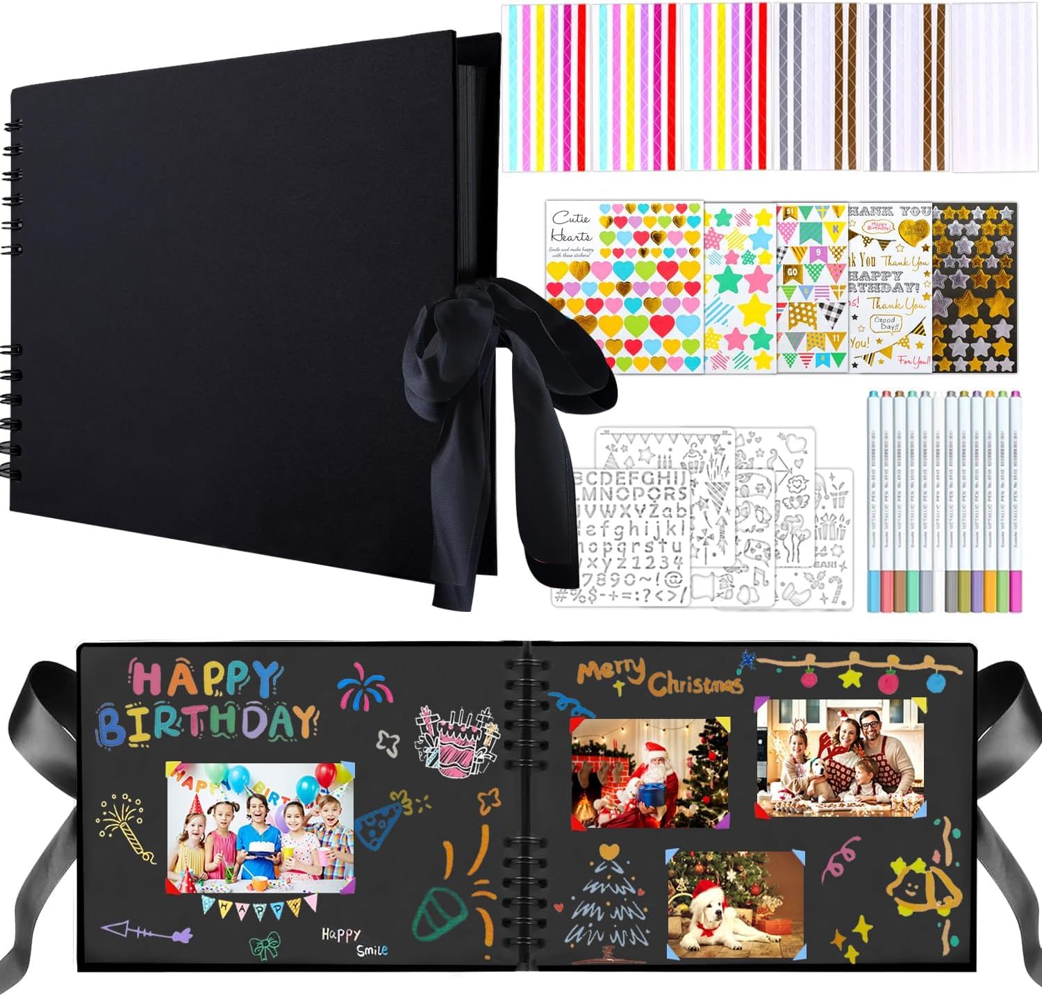 SYMOLO Photo Album Scrapbook Supplies Kit, 30 x 21 cm 80 Page Memory Book — image 1