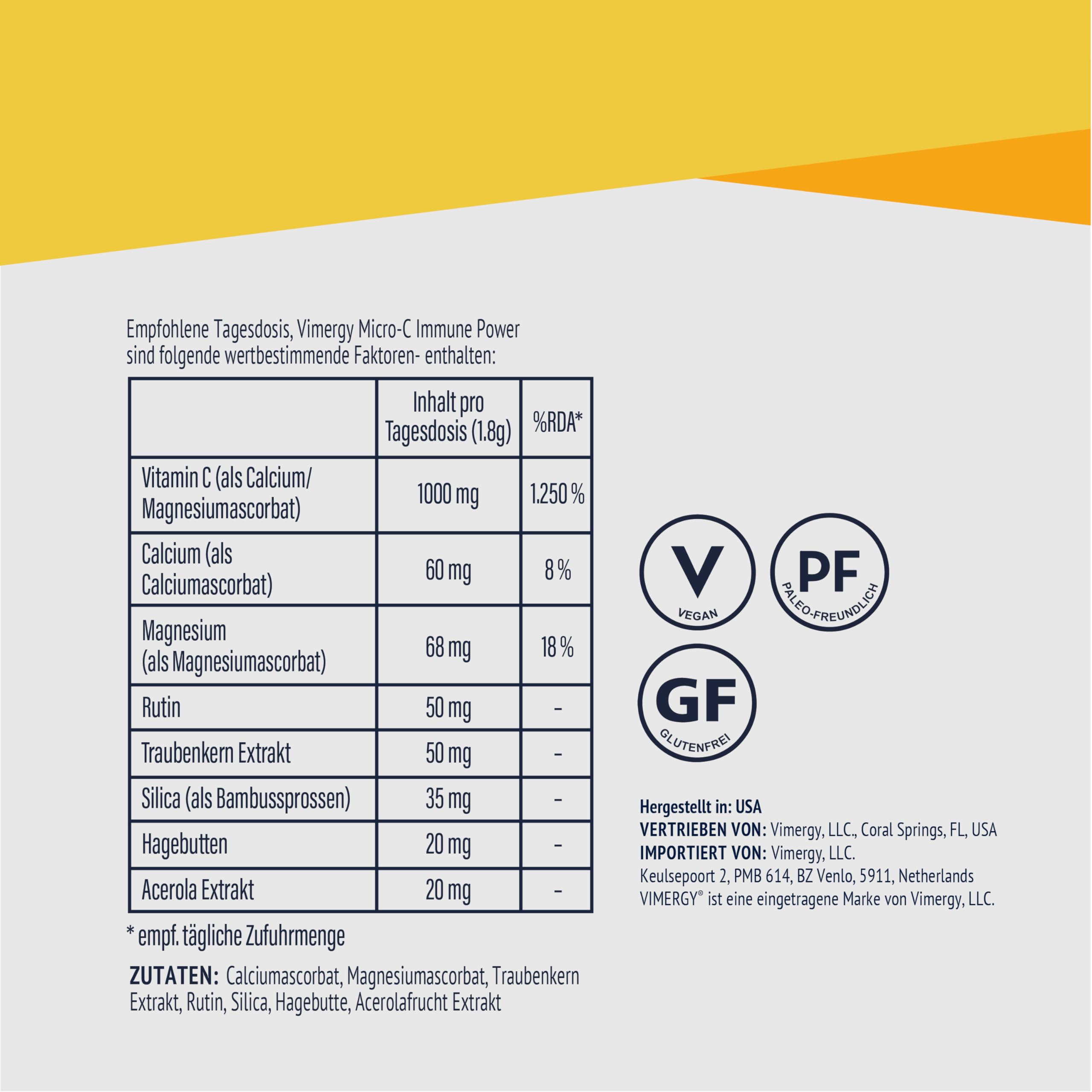 Vimergy Micro-C Immunkraft, 139 Einnahmen – Vitamin C 1000 mg – Sanfte Ascorbinsäure - Vitamin C Gepuffert als Pulver – Immunsystem & Nerven – Knochen & Knorpel – Glutenfrei -Vegan (250 g)